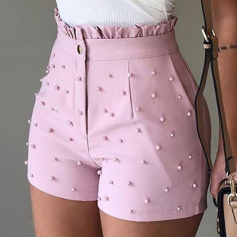 Solid Color Gun Beads Shorts – Explosive Style for Women