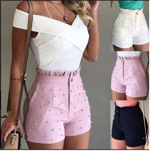 Solid Color Gun Beads Shorts – Explosive Style for Women