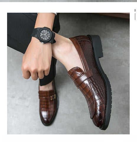 Fashion British Style Buckle Pointed Leather Shoes