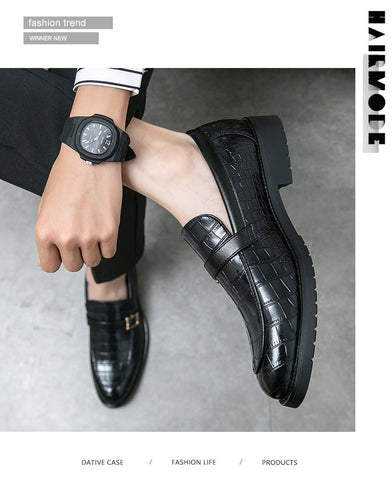 Fashion British Style Buckle Pointed Leather Shoes