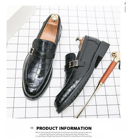 Fashion British Style Buckle Pointed Leather Shoes