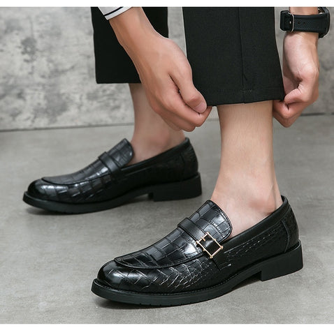 Fashion British Style Buckle Pointed Leather Shoes