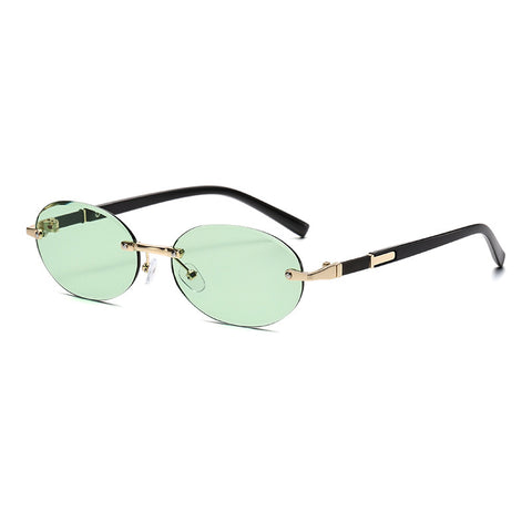 Trimming Oval Frame Sunglasses Frameless Hot Girl Sunglasses