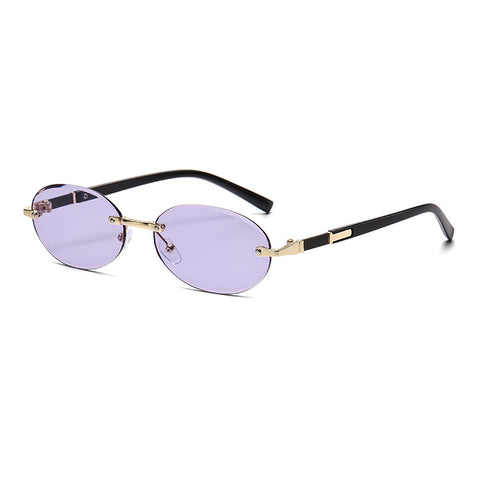 Trimming Oval Frame Sunglasses Frameless Hot Girl Sunglasses